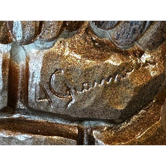 VINTAGE Signed Giannelli Great Eagle 8" Sculpture  w Rare Painted Copper Finish - Picture 7 of 12